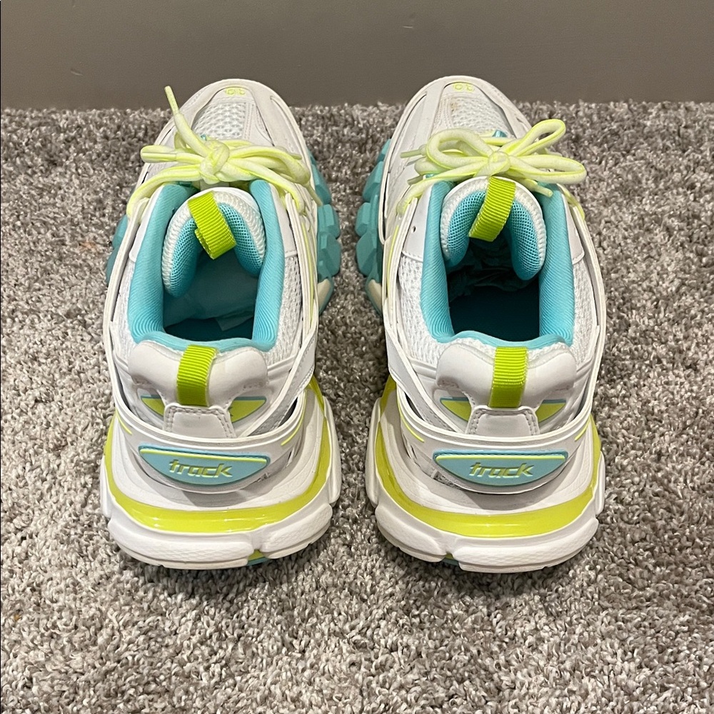 Balenciaga Women's Track White and Teal Sneakers - Picture 3 of 8